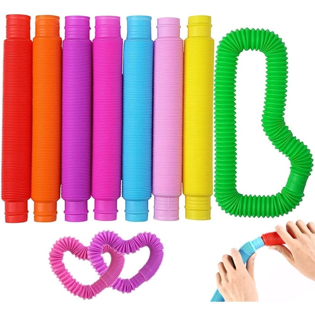 Mediano 12 piezas Pop Tube Autismo Juguete sensorial Favores de fiesta para niños Juguetes para niños pequeños Estirar y doblar TDAH Ansiedad Alivio del estrés Juguetes para niños Favores de fiesta JAMW Sencillez
