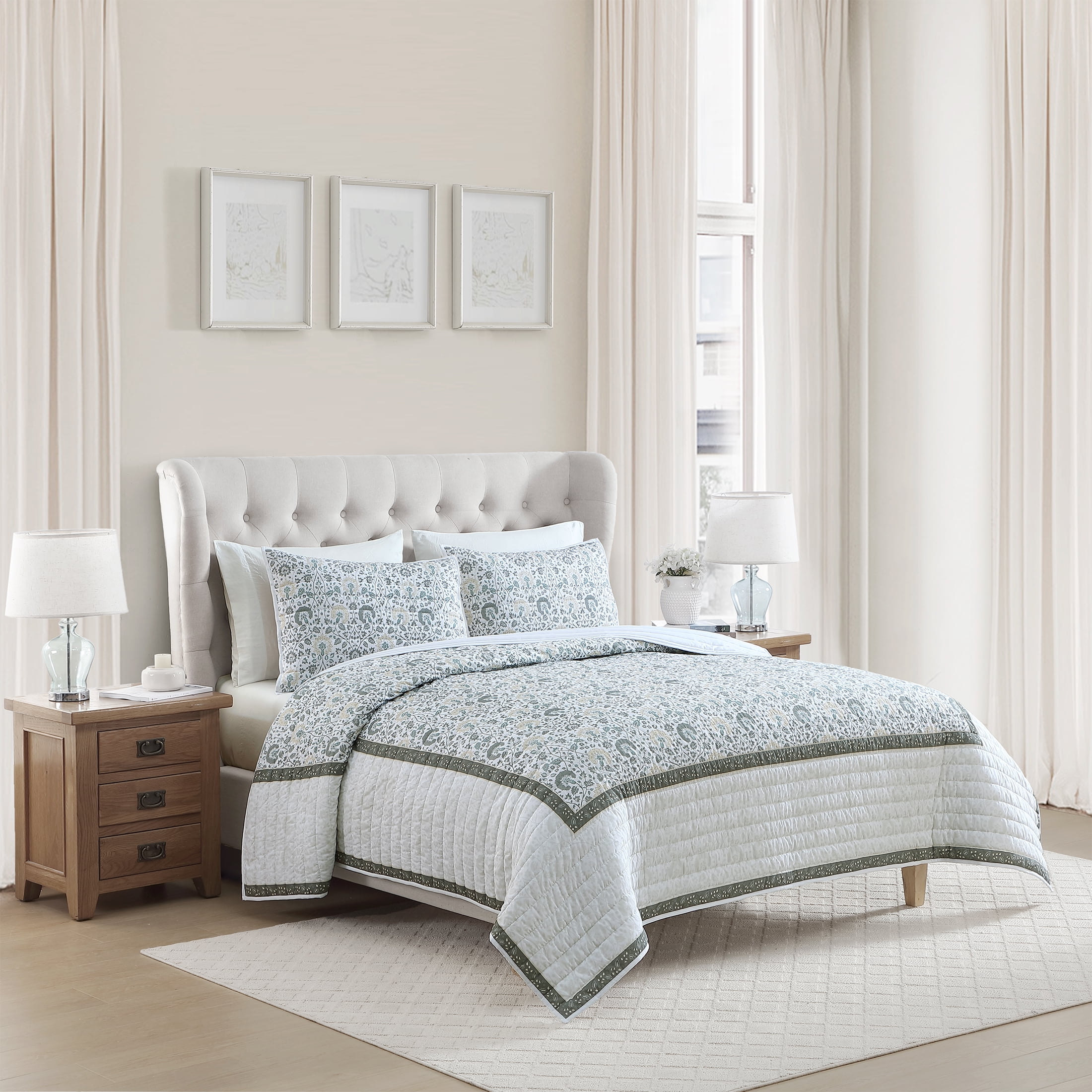 My Texas House Capri 2-Piece Sage Cotton Quilt Set, Twin/Twin XL