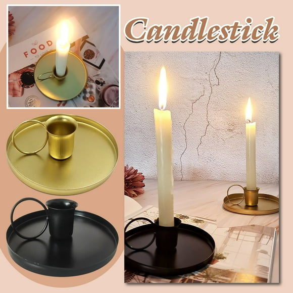Vintage Metal Iron Candlestick Decor Tabletop Home Accent Rustic Centerpiece Holder Black,Gold #8LC22