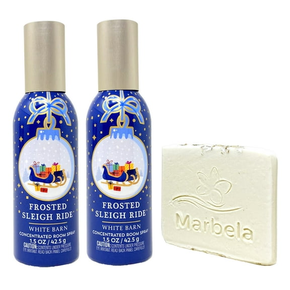 Bath & Body Works Frosted Sleigh Ride Concentrated Room Spray 2 Pack with a Natural Oats Sample Soap