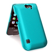 Case for Nokia 2720 V Flip Phone, Nakedcellphone [Teal Mint Cyan] Protective Snap-On Hard Shell Cover [Grid Texture] for Verizon TA-1295, 2720V