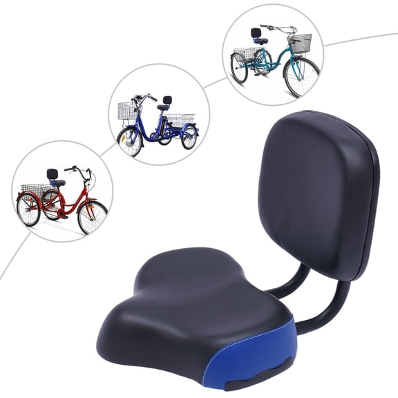 Haraisyo Ergonomic Backrest Bike Seat With High Elastic PE Foam PU Cushion, Adjustable Height Back Support, Enlarged Seat Surface, 220 LBS Max Load for Bicycles, Tricycles, Exercise Bikes