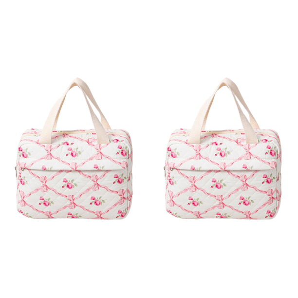 Maquillaje Acolchada Algodón Cosméticos Floral para Mujer Aseo (pajarita) Rosa