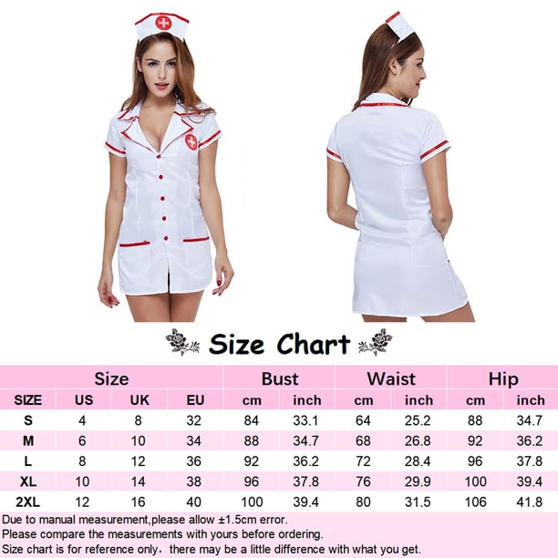 Conjunto de lencería Conjunto de de enfermera Disfraz de uniforme de enfermera traviesa Hugtrwg para mujer Blanco T L