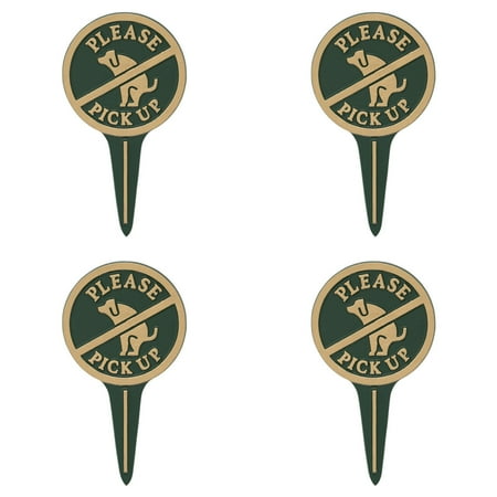 - Whitehall Please Pick Up No Poop Dog Aluminum Yard Sign (Green/Gold, 4-Pack)