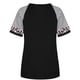 thumbnail image 3 of Camiseta de mujer con estampado de rayas, manga corta, blusa con cuello redondo, negro, L Inevent AP001776-03, 3 of 6