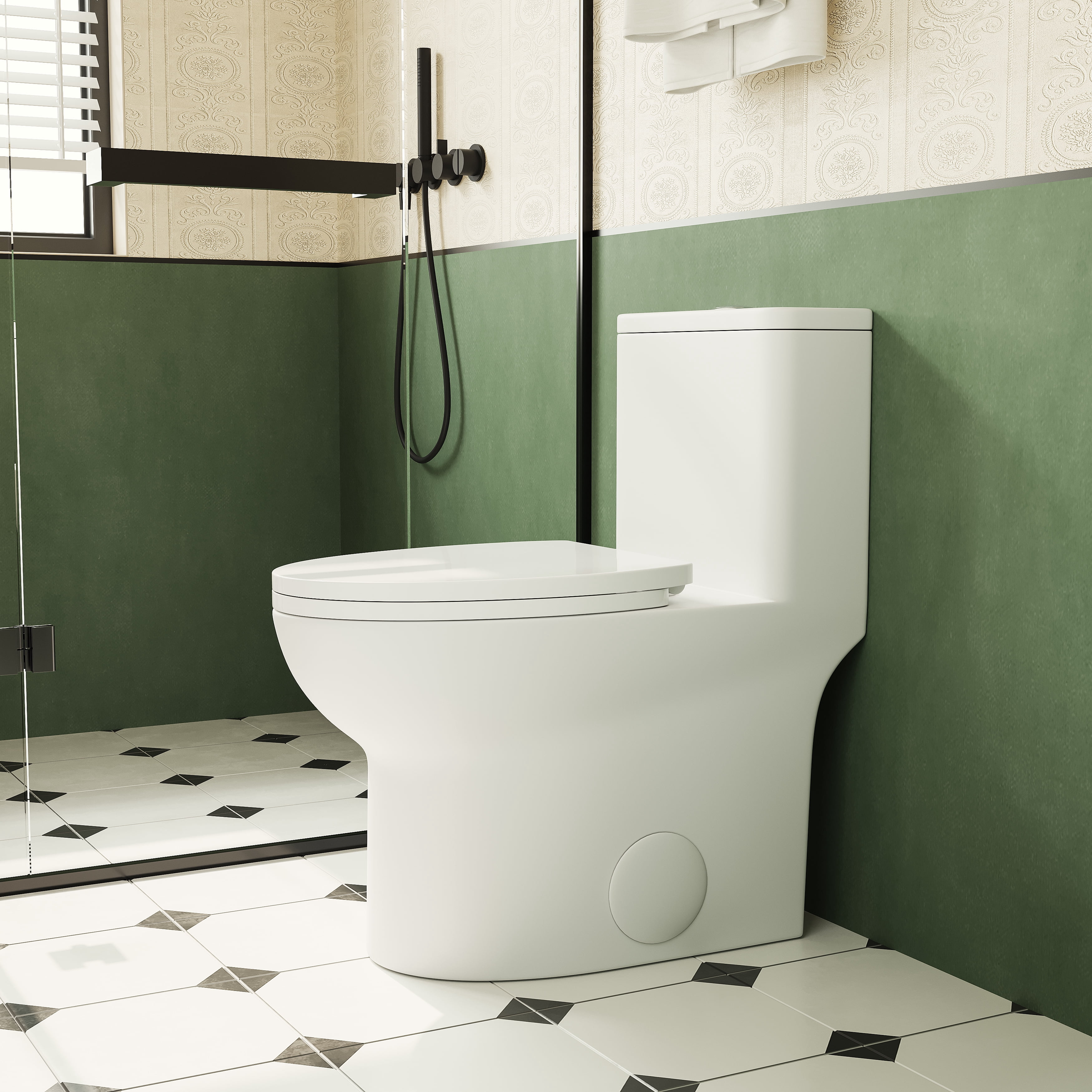 Trumanpick Elongated One-Piece Toilet, 17" ADA Comfort Height Seat, Dual Flush 1.1/1.6 GPF, 12" Rough-in, Bathroom High Efficiency Toilet