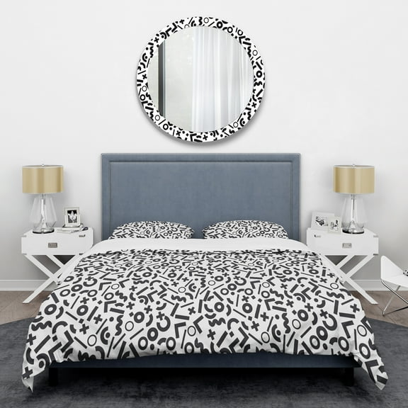 Designart 'Monochrome Geometric Pattern XIII' Mid-Century Modern Duvet Cover Set