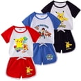 thumbnail image 2 of Camiseta de algodón de Pikachu para niñas y pantalones cortos, conjunto de 2 uds. De ropa de dibujos animados de Pokémon para niños, traje deportivo de la Patrulla Canina para verano, 2 of 5
