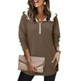 thumbnail image 6 of Horkkom Quarter Zip Pullover Women Long Sleeve V Neck Sweatshirt Casual Loose 1/4 Zip Pullover Sweatshirts with Pockets L, 6 of 7
