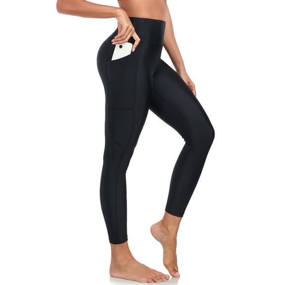 RELLECIGA Women's Swim Pants with Pockets UV Sun Protection High Waisted Swim Leggings Stretchy Tight Swim Bottoms