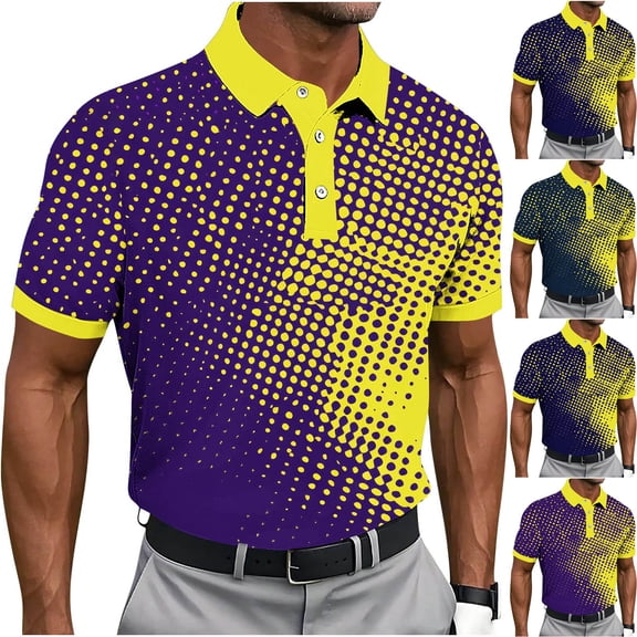 Felirenzacia Big and Tall Men’s Athletic Performance Polo, Short Sleeve Moisture Wicking Golf Shirt, Purple,5XL