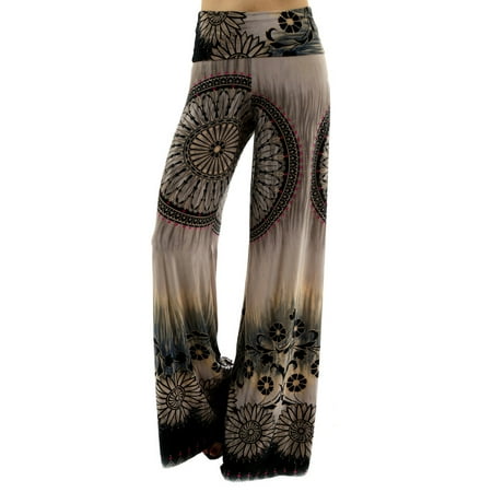 Uptown Apparel Womens Fold Over Waist Wide Leg Palazzo Pants, Good for tall, curvy women - Available in S-XXXL - MADE IN USA