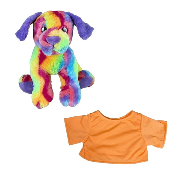 Candy the Colorful Dog Plush Toy - 16" Soft and Cuddly Stuffed Animal with Orange T-Shirt -Adorable, Vibrant, Dogs for Kids, Dog Lovers, and Collectors -Gift for Birthday and Special Occasions