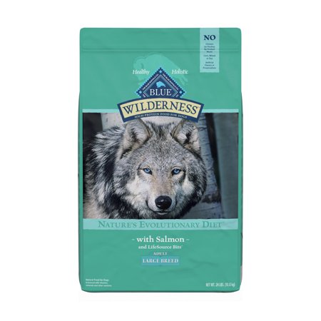 Blue Buffalo Wilderness High Protein Large Breed Salmon Dry Dog Food for Adult Dogs  Grain-Free  24 lb. Bag
