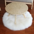thumbnail image 3 of Round Mat Home Decor Faux Fur Sheepskin Rugs Kids Carpet Nursery Bedroom Fluffy Rug Shaggy Area Rug, Diameter 2ft White, 3 of 7