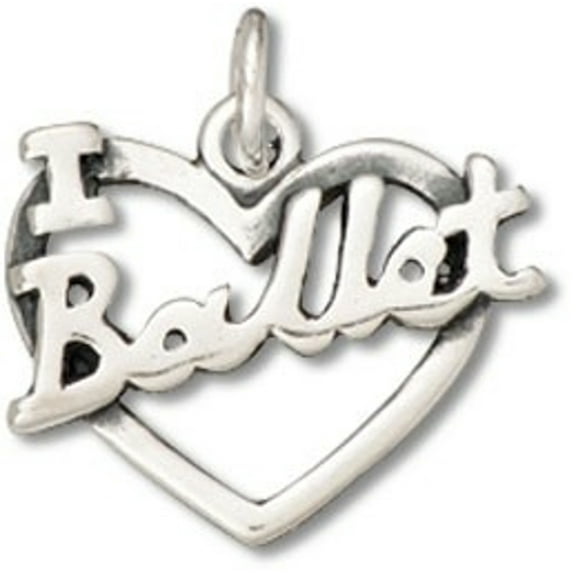 Sterling Silver 16" .8mm Box Chain I Heart Love Ballet Pendant Necklace