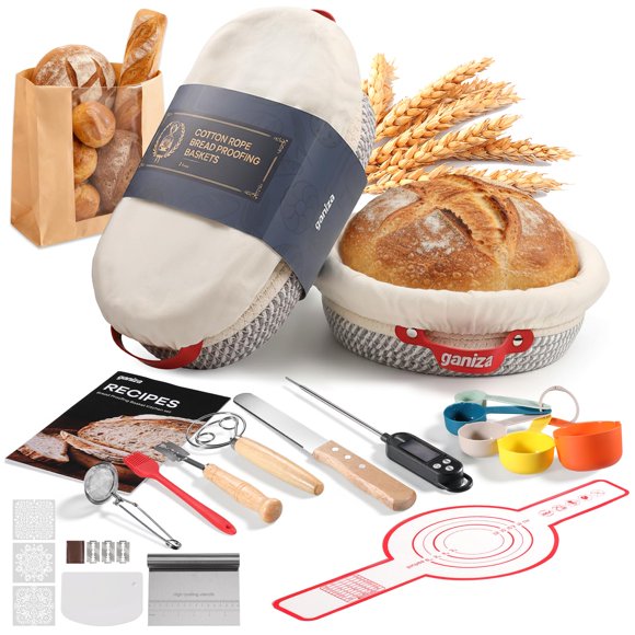 Juego de 22 cestas Ganiza Banneton de Sourdough Starter Kit