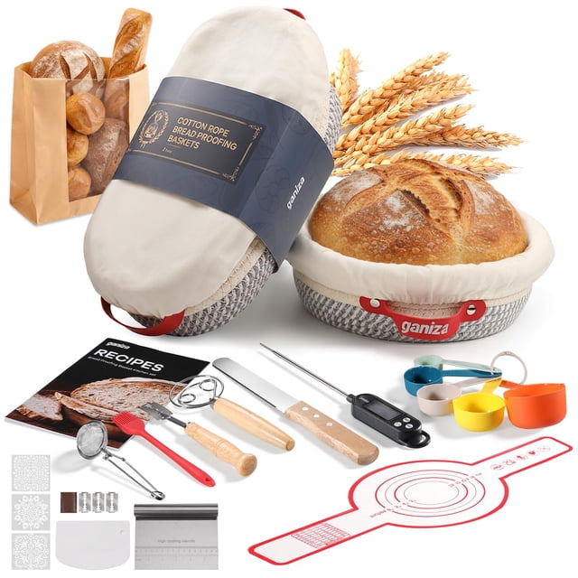 Juego de 22 cestas Ganiza Banneton de Sourdough Starter Kit