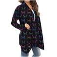 thumbnail image 6 of TFEOQRY Women's Pattern Print Cardigan Long Sleeve Open Front Long Sleeve Coat Casual Fall Winter Outerwear Dark Blue-1, 6 of 6