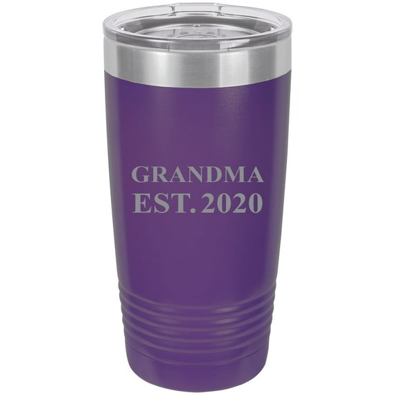 Grandma Established EST. 2020 Stainless Steel Engraved Insulated Tumbler 20 Oz Travel Coffee Mug, Purple