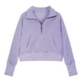 thumbnail image 4 of Falling Saving! HVOBTTY Toddler Long Sleeved Pullover Sweatshirt, Girl's Fall and Winter Tops, Kids Casual Solid Color Stand Collar Half Zippr Thumb Holes Pullover Sweatshirt Purple, 11-12 Years, 4 of 4