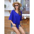 thumbnail image 7 of Anygrew Womens Tops Summer Blouses V Neck Batwing Sleeve Tops Tie Knot Chiffon Button Down Casual Blouse, 7 of 7