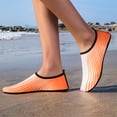 thumbnail image 5 of CIENVNSTG Unisex Wide Width Rainbow Striped Gradient Barefoot Aqua Socks Quick‑Dry Non‑Slip Water Shoes Lightweight Slip‑On Breathable Footwear Orange 44, 5 of 6