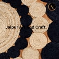 thumbnail image 3 of Jaipur Art And Craft Handmade Indian Jute Rug Geometric Beige Black Round Area Rug (5x5 Sq ft), 3 of 8