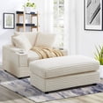 BUIORD Accent Chair with Ottoman, Corduroy Upholstered Single Sofa