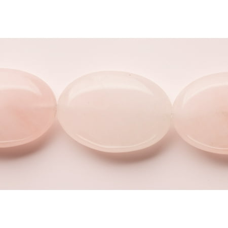 Quartz Flat Oval Beads Flat Rose Quartz Crystal Oval Beads Semi Precious Gemstones Size: 26x18mm Crystal Energy Stone Healing Power for Jewelry Making ()