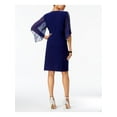 thumbnail image 2 of MSK Womens Blue Bell Sleeve V Neck Knee Length Evening Body Con Dress S, 2 of 2
