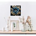 thumbnail image 4 of FANNA Abstract Flower Canvas Wall Art Blue Floral and Gold Leaves Pictures Print Flower Artwork Living Room Decor  12x12 in, 4 of 5