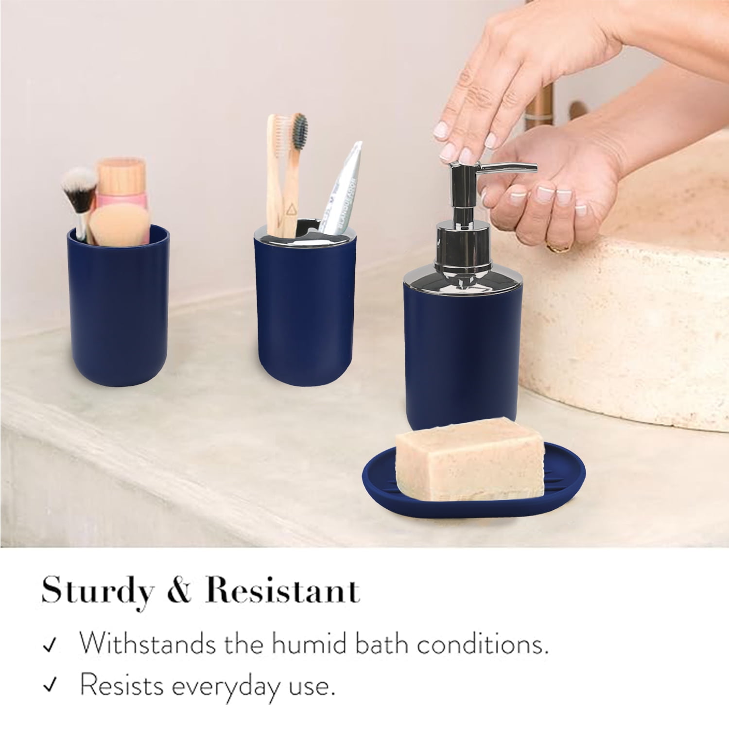 CERBIOR 6-Pieces Plastic Soap Dispenser Toothbrush Holder