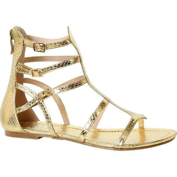 Womens Short Gladiator Sandals in Gold, size: 7 | Leather by Medieval Collectibles
