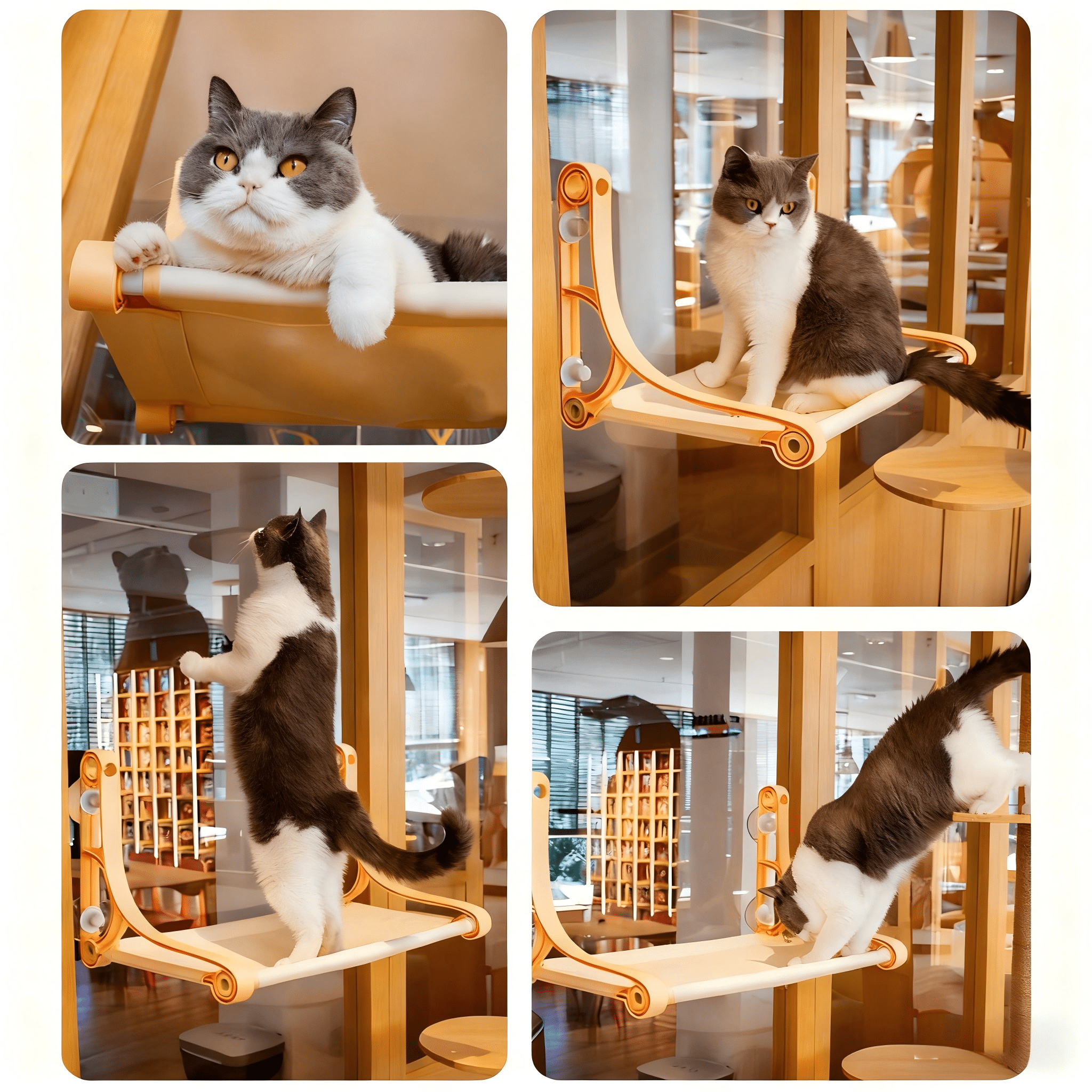 Cat Window Perch, Cozy Hammock with Strong Suction Cups, Holds up to 50 lbs, Yellow