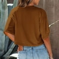 thumbnail image 4 of Blmnix Brown Tops for Women Fasion Short Sleeve Crew Neck Casual Crop Los Angeles Letter Ladies Tops 2024, 4 of 7