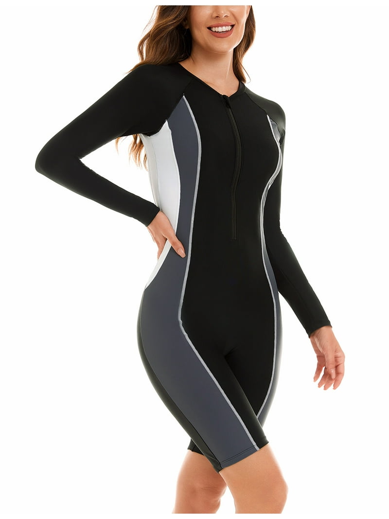 knee length dresses for ladies Modest Two-Piece Swim Dress Set - Elbow Sleeves with Knee-Length Leggings main image 0