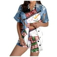 thumbnail image 1 of Wyzesi Womens Robes Ladies' Christmas Printed Silk Satin Short Sleeve Button Sleepwear Set, 1 of 5