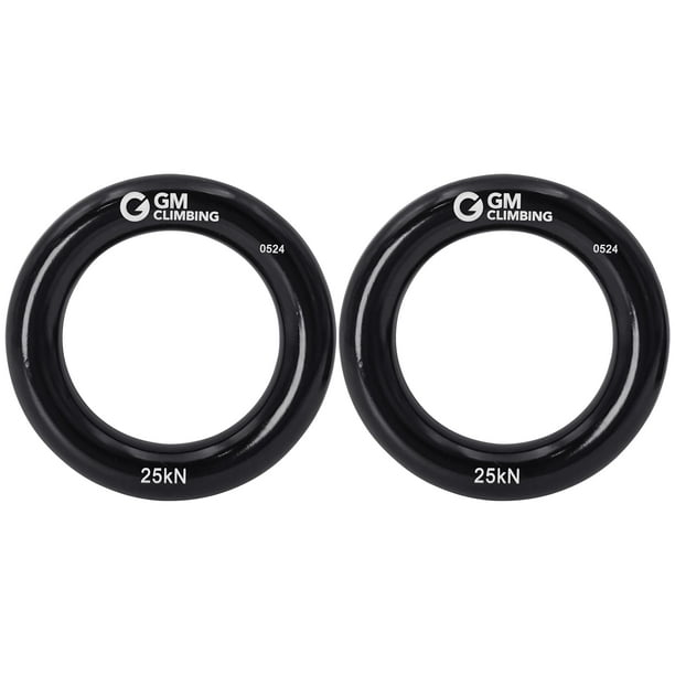 Anillo de Descenso Grande Negro GM CLIMBING 25kN para Escalada, Arborismo, Rescate, Slackline y Hamaca 2 Unidades