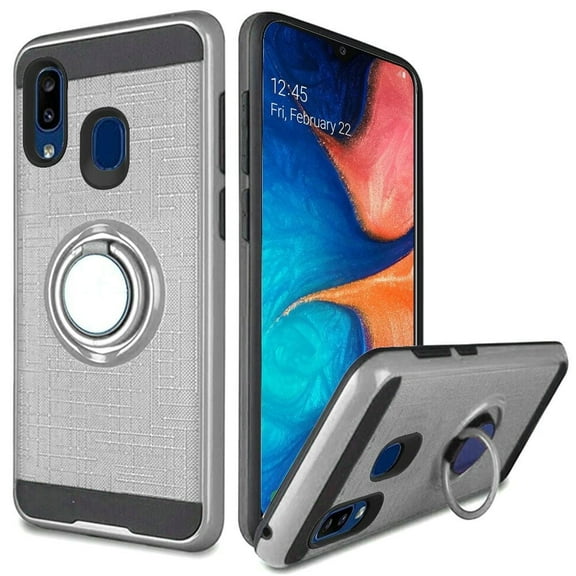 GSA Brushed Case w/Ring Stand for Samsung Galaxy A20/A50 - Silver