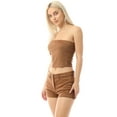 thumbnail image 6 of MixMatchy Women's Boho Strapless Basic Faux Suede Tube Top, 6 of 7