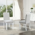 thumbnail image 2 of Dtwnek Set of 4 Dining Chair with Wood Legs, Padded Seat Side Chair for Dining Room, Living Room, Gray+White, 2 of 6