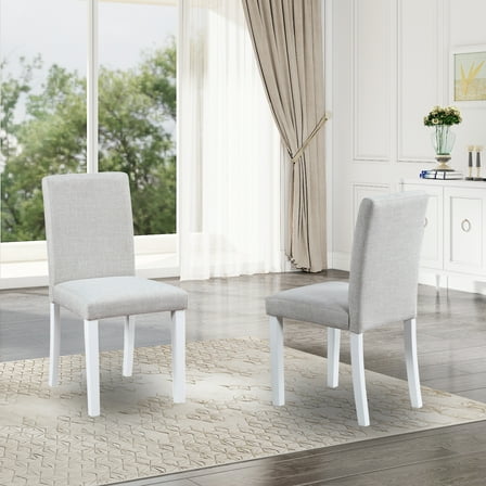 Dining Chairs Only, Dining Chairs set for 4, Kitchen Chair with Padded Seat, Side Chair for Dining Room, White & Gray