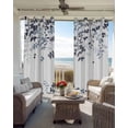 thumbnail image 6 of Navy Blue Leaves Blackout Curtains for Bedroom Living Room Darkening Curtains 84 Inch Length 2 Panels Set Summer Botanical Window Curtain Thermal Insulated Window Treatment Grommet Drapes 52"x84", 6 of 9