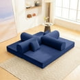 thumbnail image 6 of Atlas Mattress Perri Blue 79" Modular Compressed Sofa with Corduroy Upholstery, Lumbar Pillows & Metal Support, 6 of 6