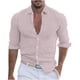 thumbnail image 2 of Blusa y camisa de manga larga con cuello vuelto para hombre, blusa informal de moda con cuello vuelto y botones, blusa de manga larga para hombre, 2 of 6