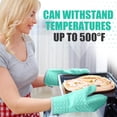 thumbnail image 5 of HEETLY 12.5-Inch Extra Long Waterproof Silicone Oven Mitts, 1-Pair Set, Heat Resistant with Cotton Lining, Green, 5 of 7
