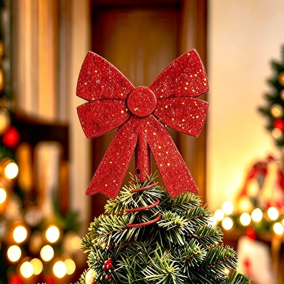 ANLTDTC Christmas Tree Bow Decoration Contemporary Red 3D Shatter-Proof 1-Count 21 cm