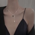 thumbnail image 6 of Eosunjian Pendant Necklace Square Letter Tassel Jewelry Black Rhinestone Splicing Clavicle Chain Birthday Gifts Black, 6 of 13
